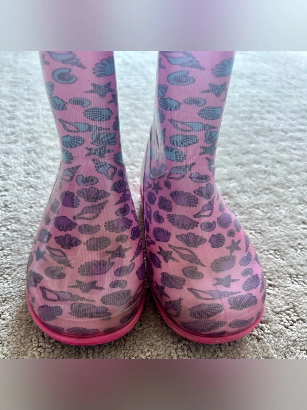 Capelli New York Ombre Seashell Print Rain Boots Toddler Girls Size 10 Pink Blue